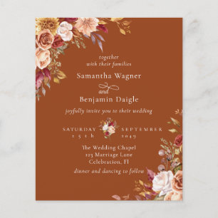 Papier Mariage Floral Automne Terracotta Économique