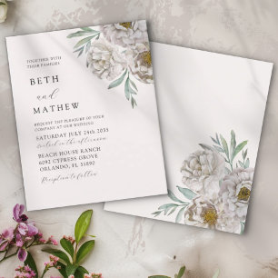 Papier Mariage Floral Beige & Blanc Cassé à Petit Budget