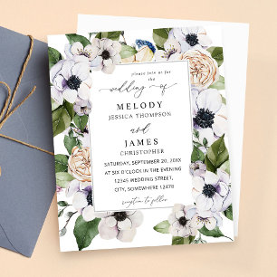 Papier Mariage floral blanc anémone budget