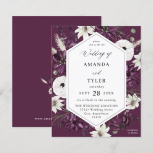 Papier Mariage floral blanc et violet budget - violet