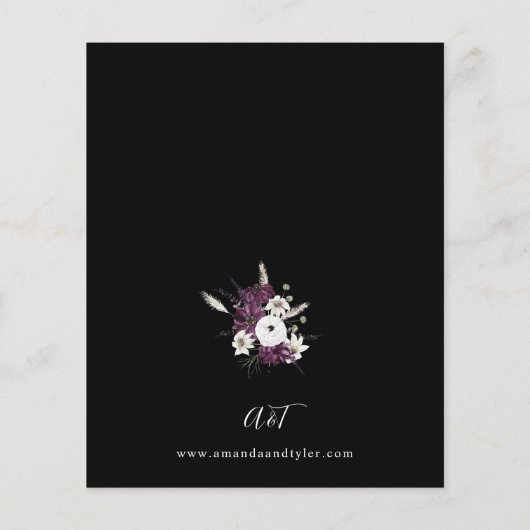 Papier Mariage floral blanc et violet budgétaire - noir (Dos)
