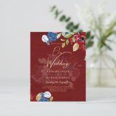 Papier Mariage Floral bleu Bourgogne rustique (Debout devant)