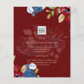 Papier Mariage Floral bleu Bourgogne rustique (Dos)