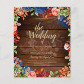 Papier Mariage Floral bleu Bourgogne rustique (Devant)