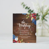 Papier Mariage Floral bleu Bourgogne rustique (Debout devant)