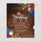 Papier Mariage Floral bleu Bourgogne rustique (Devant)