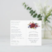 Papier Mariage Floral bleu Bourgogne rustique (Debout devant)