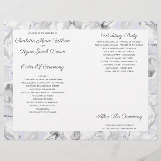 Papier Mariage floral bleu rustique (Dos)