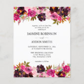 Papier Mariage Floral Bourgogne, rose et pourpre (Devant)