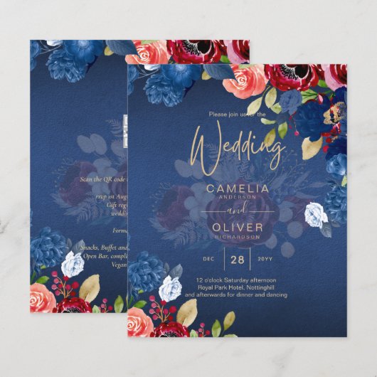 Papier Mariage Floral Bourguignon Rustique (Devant / Derrière)