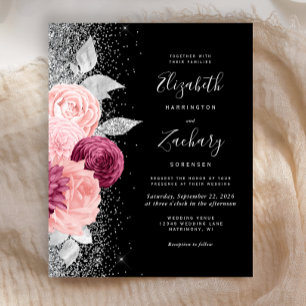 Papier Mariage floral budget burgundy blush argent noir