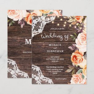 Papier Mariage floral Budget, dentelle, rose et pêche