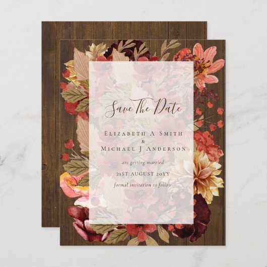 Papier Mariage Floral d'Automne - Budget Bourguignon Oran (Devant / Derrière)