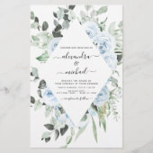 Papier Mariage Floral de Jardin Poussiéreux Bleu Économiq (Devant)