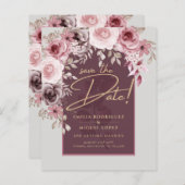 Papier Mariage floral de marron rose vif ENREGISTRER LA D (Devant / Derrière)