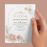 Papier Mariage floral de pêche printanière budgétaire<br><div class="desc">Invitation vos invités à célébrer votre jour de mariage, avec ces élégantes invitations de mariage de printemps. Doté d'un arrière - plan blanc classique, d'une arche moderne, de fleurs de pêche à l'aquarelle et d'une élégante modèle mariage, il est facile de customiser. * Veuillez noter que ce dessin est imprimé...</div>