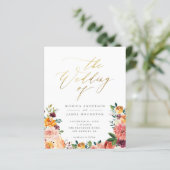 Papier Mariage floral du script d'or Budget (Debout devant)