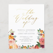 Papier Mariage floral du script d'or Budget (Devant)