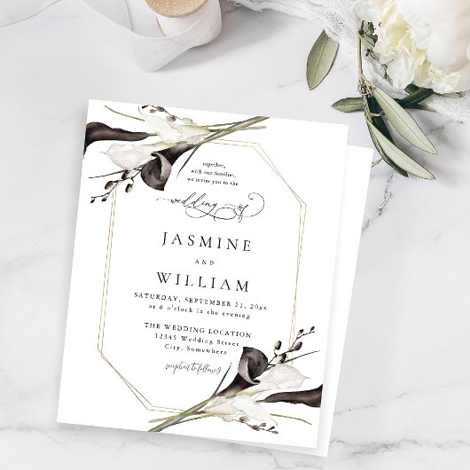 Papier Mariage floral noir et blanc budget 2