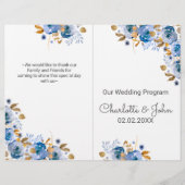 Papier Mariage Floral Or Bleu (Devant)