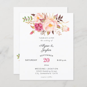 Papier Mariage floral rose budget florissant