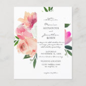Papier Mariage floral rose et blanc Budget (Devant)