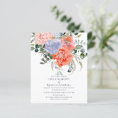 Papier Mariage floral rose et bleu clair (Debout devant)