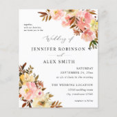 Papier Mariage Floral rose et jaune Budget (Devant)