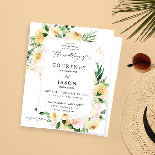 Papier Mariage Floral Rose et Jaune de Budget