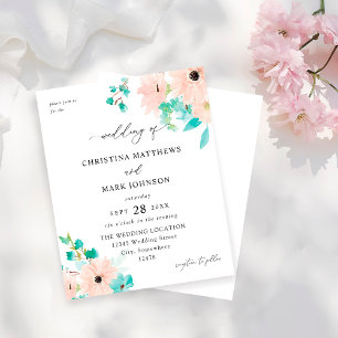 Papier Mariage floral rose et vert à la menthe budgétaire