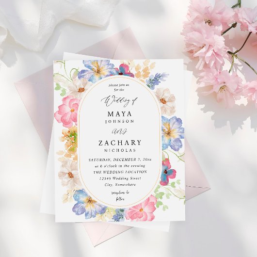 Papier Mariage floral rose et violet budget