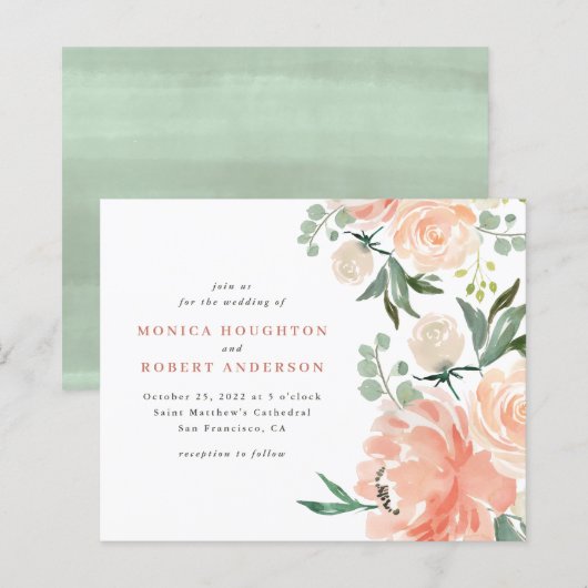 Papier Mariage floral rose pâle rose pâle Budget (Devant / Derrière)