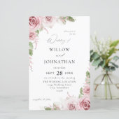 Papier Mariage floral rose rose Budget (Debout devant)