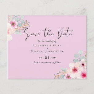 Papier Mariage floral rose vif Enregistrer les dates