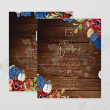 Mariage Floral Rustique Bourgogne Bleu