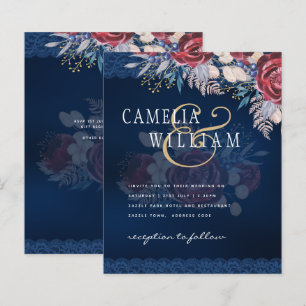 Papier Mariage Floral Sans Temps Broderie de Bourgogne Bl