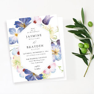 Papier Mariage Floral Violet Bleu Budget