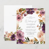 Papier Mariage floral violet rose (Devant / Derrière)