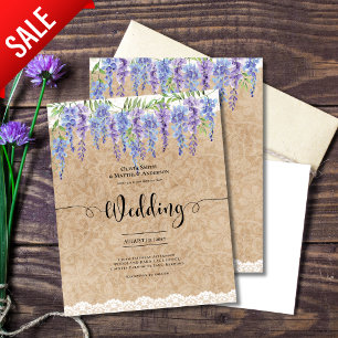 Papier Mariage Floral Wisteria Rustique Kraft Dentelle BU