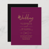 Papier Mariage Fuchsia Gold Budget (Devant / Derrière)