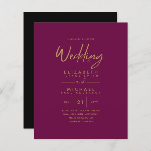 Papier Mariage Fuchsia Gold Budget (Devant / Derrière)