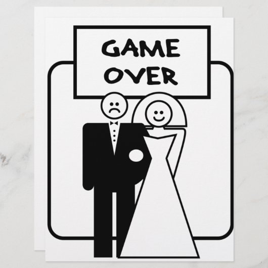 Papier Mariage "Game Over" (Devant / Derrière)
