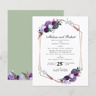 Papier Mariage Géométrique à l'Aquarelle Fleurie Violet É