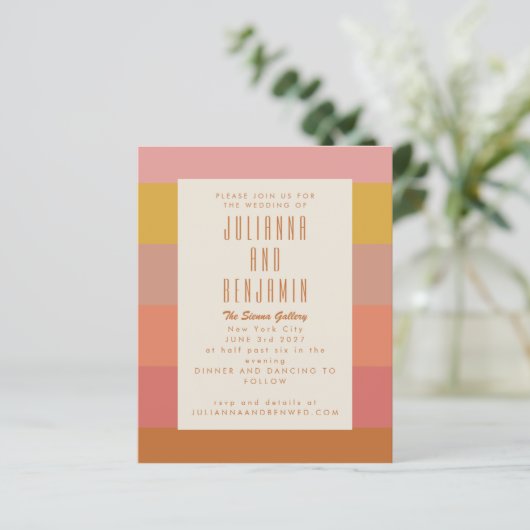 Papier Mariage Géométrique à Rayures Jaunes et Orange Cha (Debout devant)