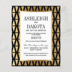 Papier Mariage Géométrique Moderne Or et Noir à Budget Ré