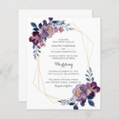 Papier Mariage géométrique violet de script floral budget (Devant / Derrière)