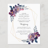 Papier Mariage géométrique violet de script floral budget (Devant)