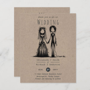 Papier Mariage gothique Cartoon Mariée Groom amusant Hand
