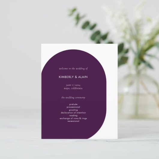 Papier Mariage graphique géométrique minimal violet moder (Debout devant)