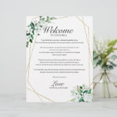 Papier Mariage Itinéraire Géométrique Flore Vert (Debout devant)